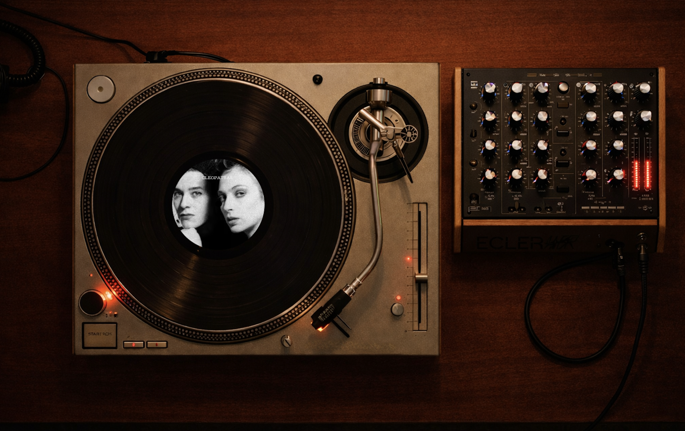 The Cleopatras record playing on a turntable. Photo by ISLAA and Hueso Records