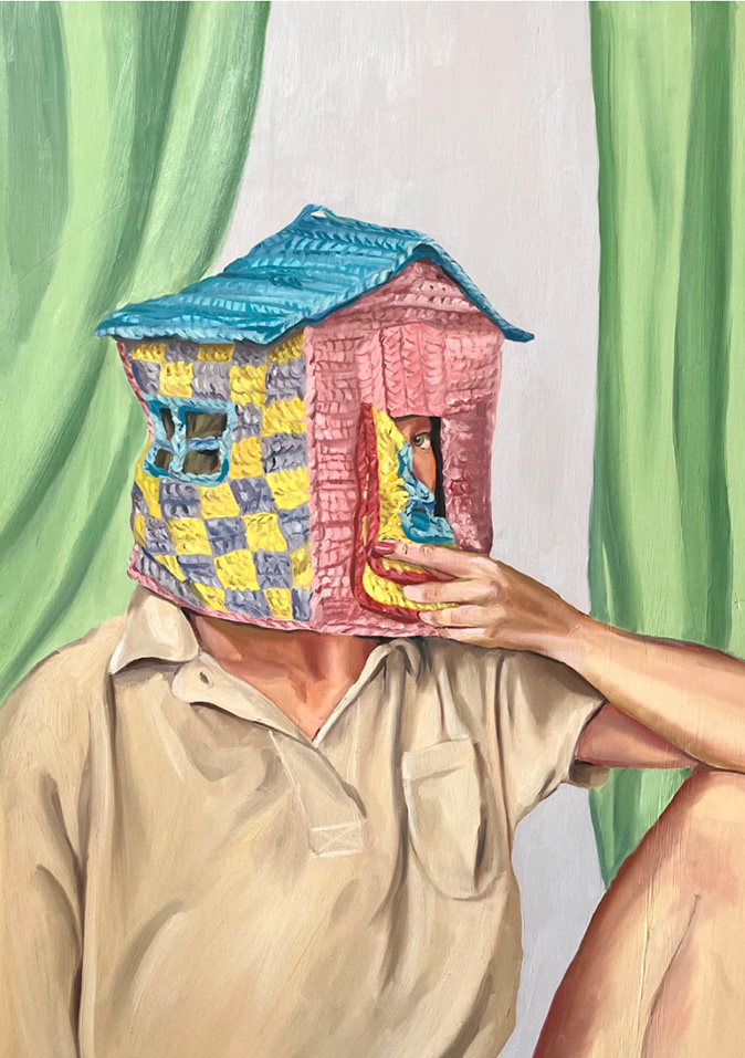  Kristina Reinis’s Stay Soft (2024). Oil on Panel. Photo courtesy of Laundromat Art Space.